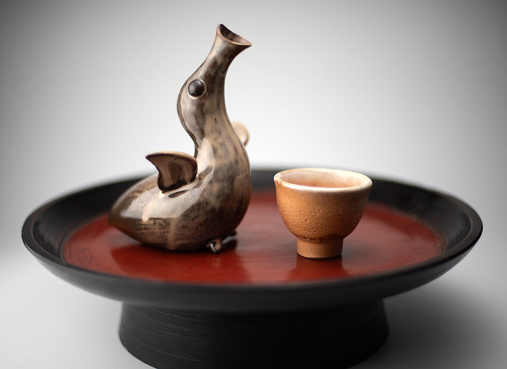 Récipient à saké en forme d’oiseau_A