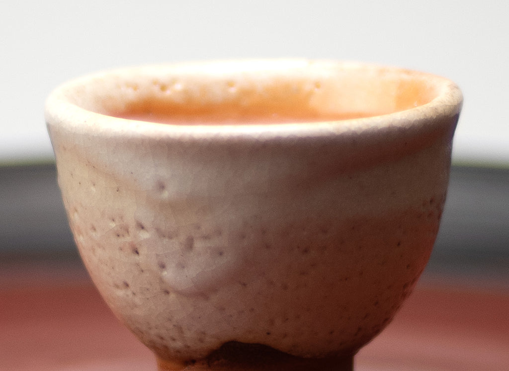 Coupe à saké rouge Shino