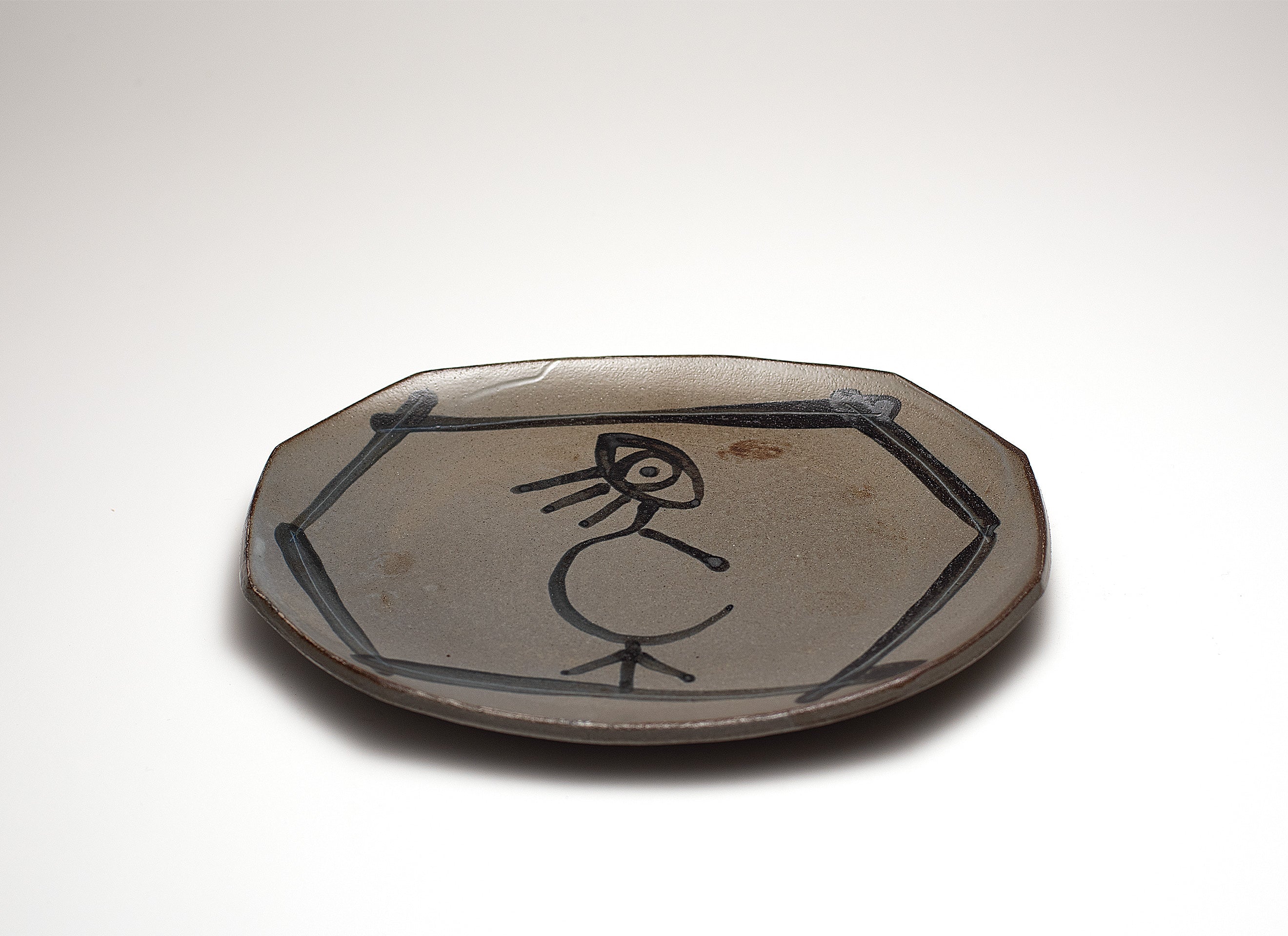 Assiette en forme de carapace de tortue, décorée d'oiseaux, lot de 2.