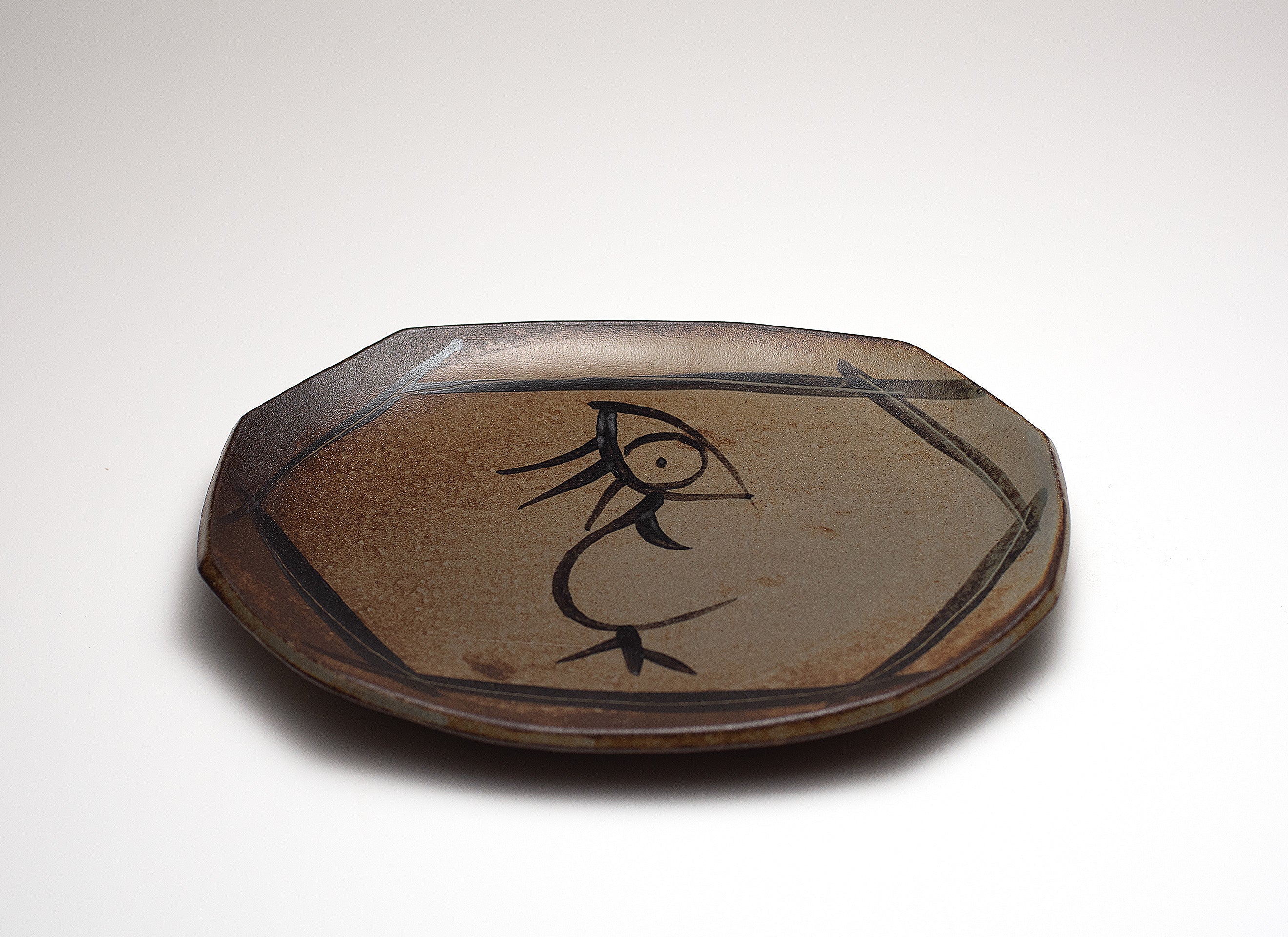 Assiette en forme de carapace de tortue, décorée d'oiseaux, lot de 2.