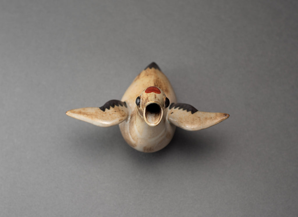 Récipient à saké en forme de grue à couronne rouge