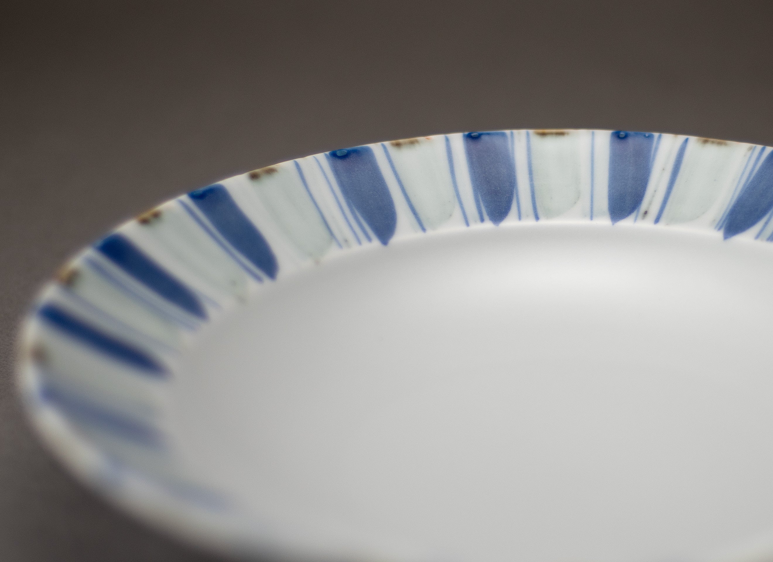Motif linéaire Assiette en porcelaine bleue et blanche