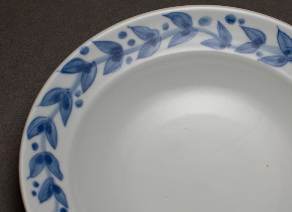 Motif herbe Assiette en porcelaine bleue et blanche