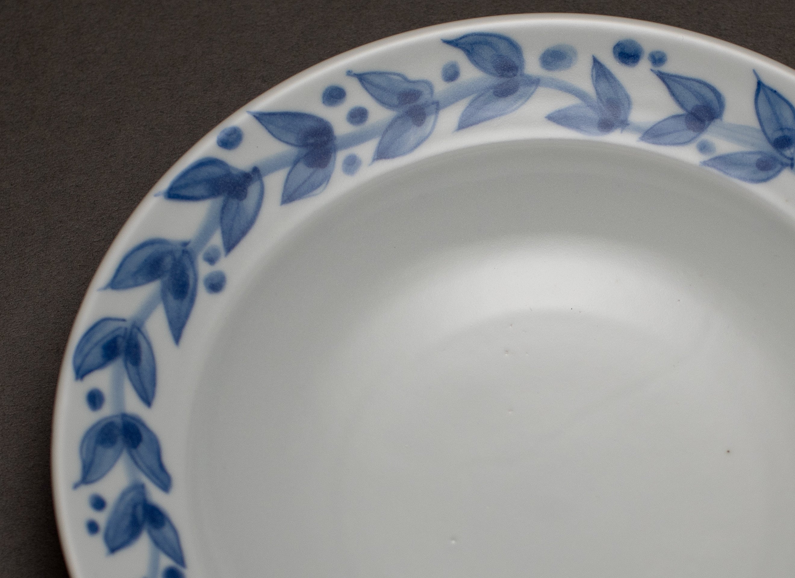 Motif herbe Assiette en porcelaine bleue et blanche