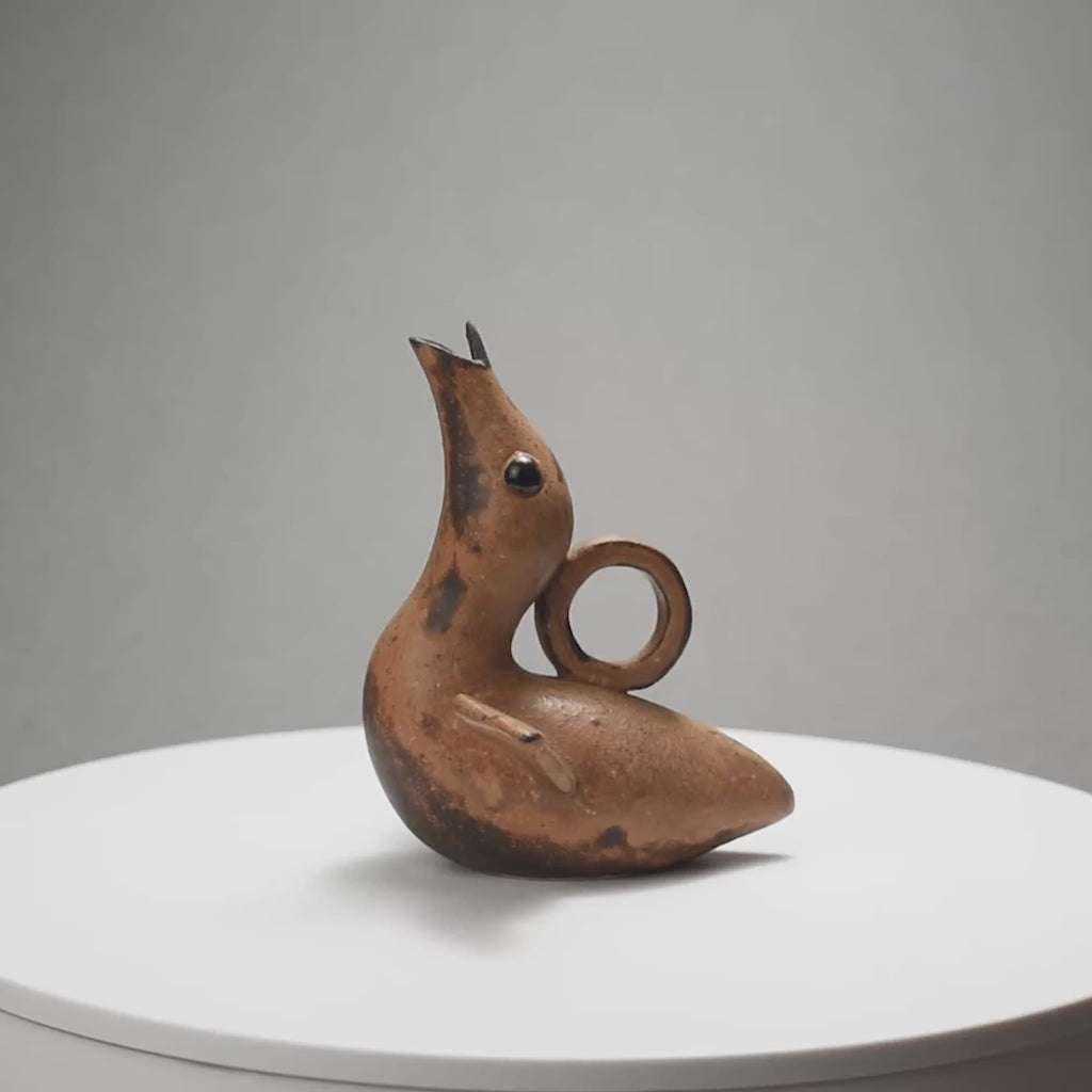 Glaçure Tadanoumi, récipient à saké en forme d’oiseau