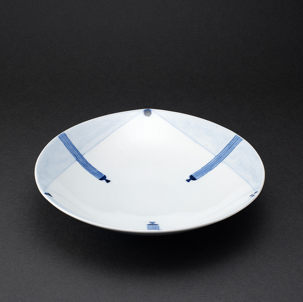 Ligne motif Porcelaine bleu sous couverte plat C